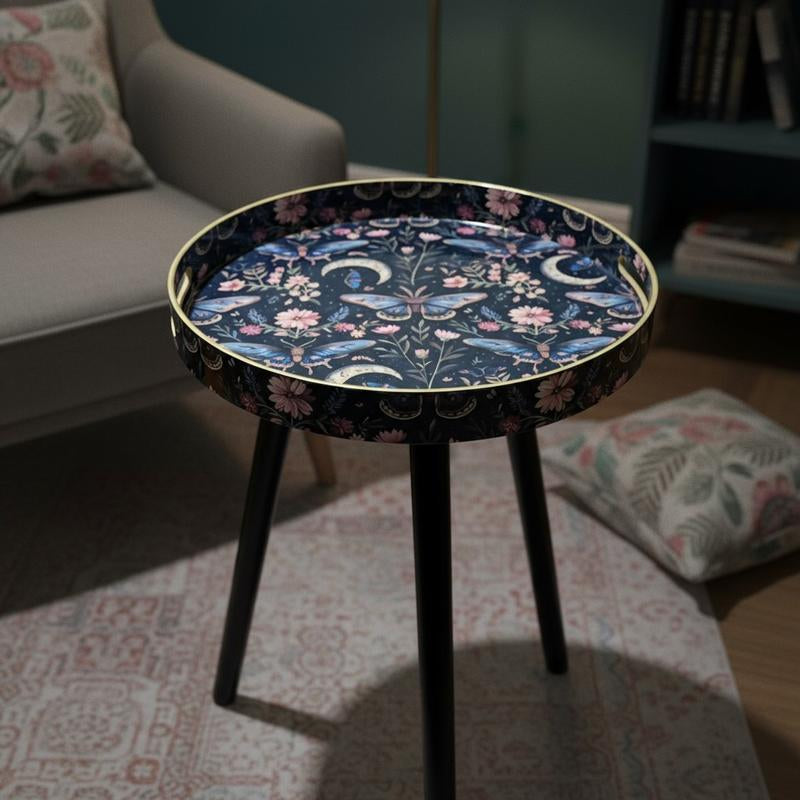 Coffee Table Tray Portable Modern Home Decor Versatility round Small Desks Bedside Table Wooden Legs Indoor Patio Balcony Living Room Sofa Corner Storage Gardening Accessories