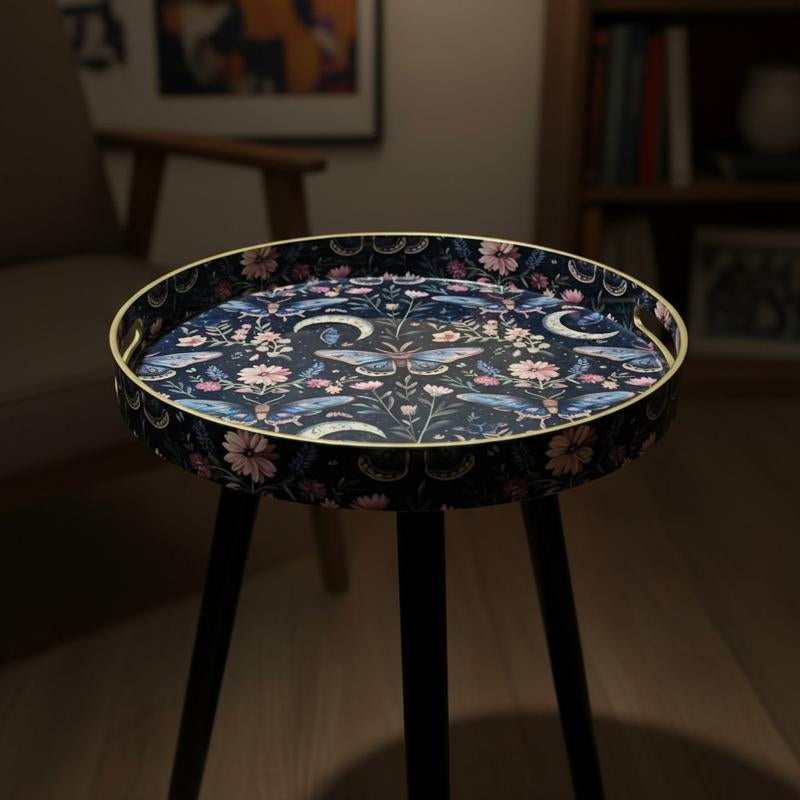 Coffee Table Tray Portable Modern Home Decor Versatility round Small Desks Bedside Table Wooden Legs Indoor Patio Balcony Living Room Sofa Corner Storage Gardening Accessories